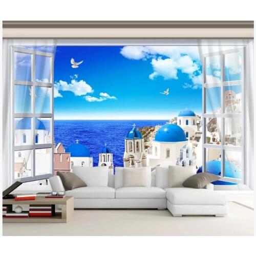 3d wallpaper custom photo mural Mediterranean style castle castle sea view home decor living room wallpaper for walls 3 d