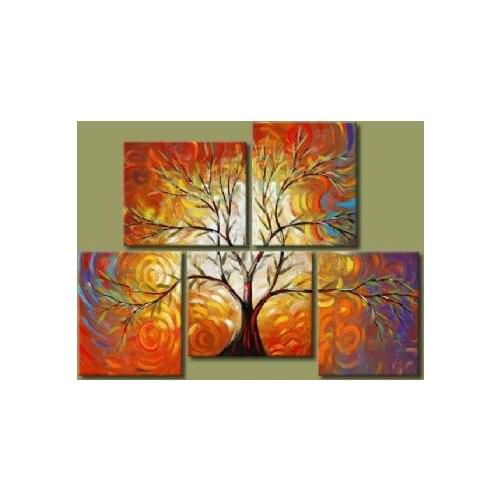 5pcs Hand Painted Oil Painting -Modern Canvas Art Wall Decor -Groove Coverage I
