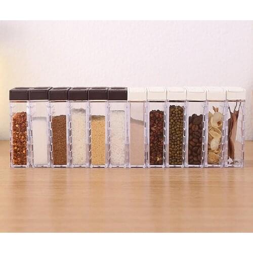 6pcs/set Spice Seasoning Box PP Salt Pepper Jars Box For Kitchen Spice Storage Organizer Box Home Organization