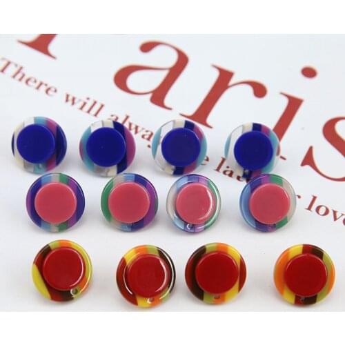 6pcs Korean Style Stitching Contrast Color Stripes Earrings Acetate Stud Earrings For Women Girl elegant Diy Jewelry Accessories