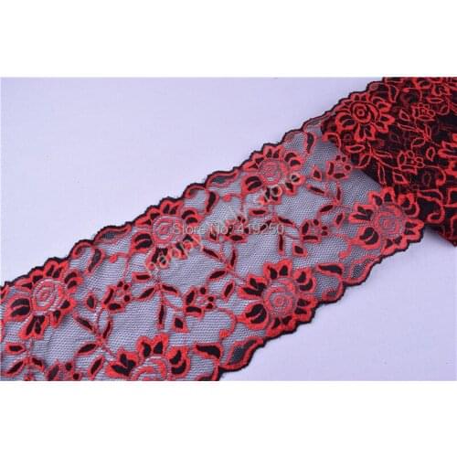 9.5yards l Stretch red flowers Lace 6.5"/16cm Lingerie/Costume
