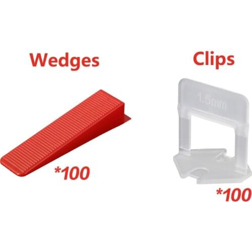 Tile accessories tile leveling system 1mm/1.5mm/2mm/2.5mm/3mm 100pcs clips+100pcs Wedges plastic tile spacers tiling tools