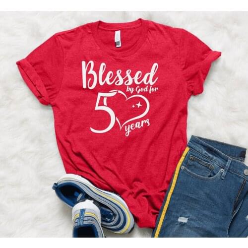 Blessed by god for 41 years Birthday Tshirt Harajuku Fashion Graphic Women Cotton Shirts Plus Size O Neck Short Sleeve Top Tees