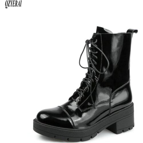 QZYERAI Riding boots Genuine leather Female boots Womens boots Autumn winter Head layer cowhide Womens shoes Size 34-40