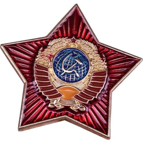 SIAN USSR Soviet Badges Sickle Hammer Brooches CCCP Russia Glass Cabochon Brooch Pin Silver Color Men Women Shirt Lapel Pin Gift