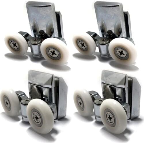 Zinc Alloy Shower Door Twin Rollers Runners - Set of 4 - Top & Bottom 23MM
