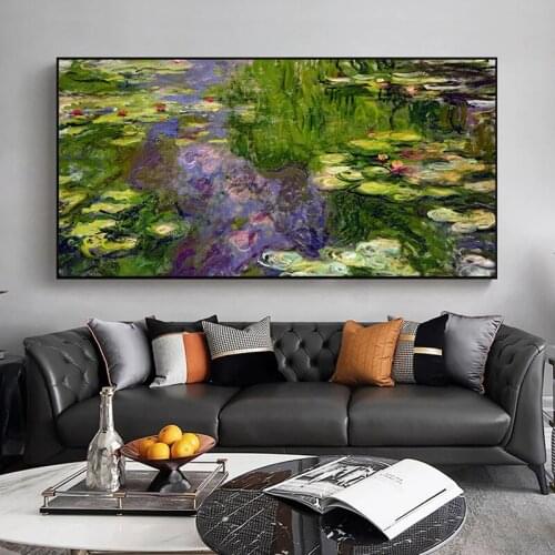 Waterlilies Nympheas Water Lily Canvas Painting Claude Monet Art Posters Prints Wall Art Pictures for Living Room Decor Cuadros