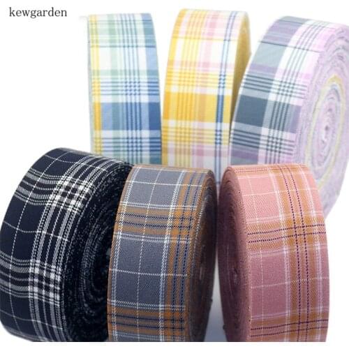 Kewgarden 50mm 2" Plaid Cotton Rabbit Layering Cloth Ribbons Floral Handmade Satin Ribbon DIY Bowknot Tape Riband 5m/lot