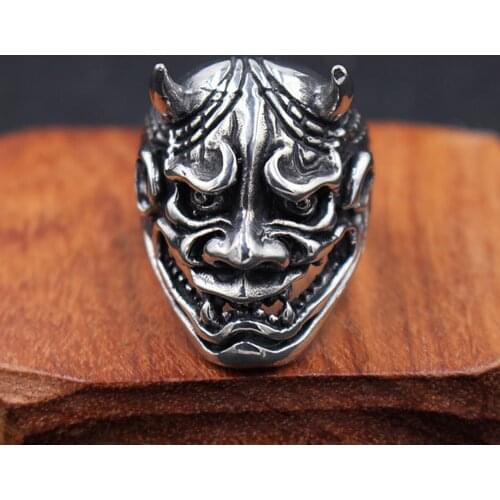 Gothic Bull Head Skull Men Ring Punk Hip Hop Japanese Demon Stainless Steel Skull Ring Fashion Jewelry Outlet Store