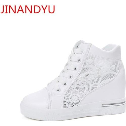Lace Sneakers High Top Wedges Shoes for Women Platform Sneakers Breathable Women Shoes Casual Sneaker Fashion Vulcanize Shoes