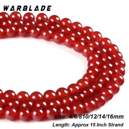 WarBLade Natural Stone Red Agate Beads Round Loose Stone Beads 4mm 6mm 8mm 10mm 12-18MM For DIY Necklace Bracelet Jewelry Making