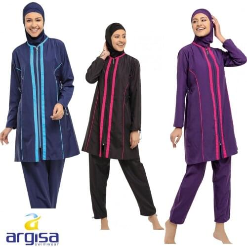Argisa 7105 Long-Sleeve Stripe Full Burkini Muslim Swimwear S-XXL Hijab Islamic Swimsuit Fashion Turkey Women Full Cover swim