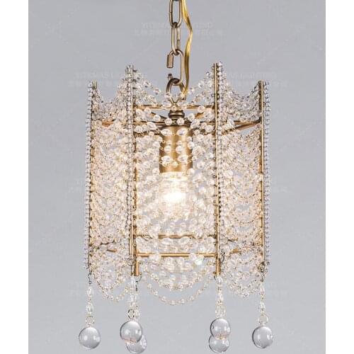 Small clear crystal beaded 1 light silver chandelier hanging light fixtures crystal ball stair light fitting loft french russia