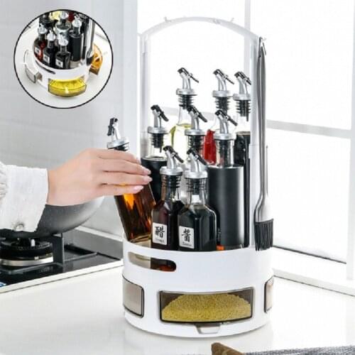 Multifunctional Kitchen Rotating Shelf Storage Rack Spice Rack 360-angle Rotatable Kitchen Shelf Bathroom Desktop Organizer