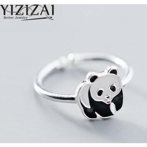 YIZIZAI Trendy Panda Silver Plated Ring Fashion Women Lovely Rings for Girls Silver plating Cute Animal Jewelry Femme Wholesale