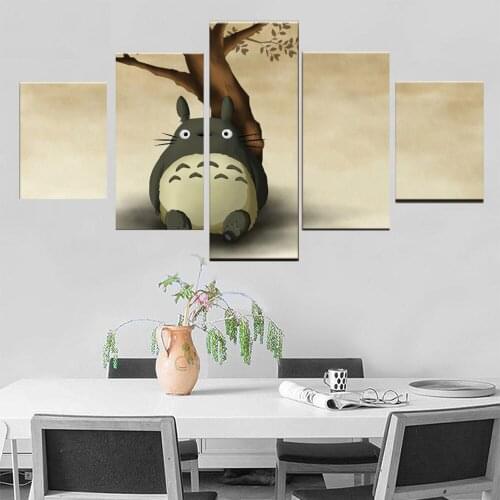 Home Decorative Modular Picture 5 Panel Wall Art Canvas Printed My Neighbor Totoro Painting For Living Room Modern Movie Posters