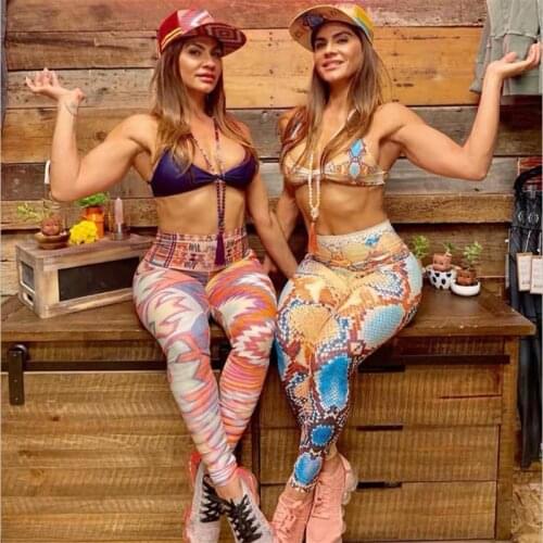 New European and American leggings dance pants small snake print hip high waist sports leggings women Fitness running pants