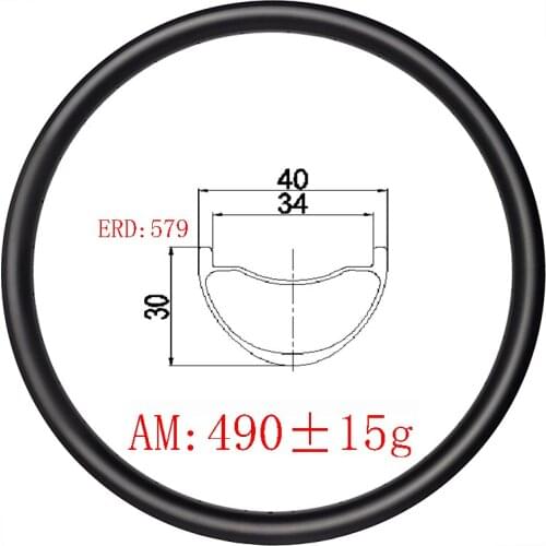 29er MTB AM ENDURO 40mm x 30mm carbon rim hookless tubeless 40mm wide 30mm deep U-shape 24H 28H 32H UD 3K 12K matte glossy bike