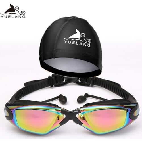 YUELANG Swimming Goggles arena Swimming cap suit Professional Durable Silicone Swimming Goggle Anti-fog Anti-UV Waterproof adult