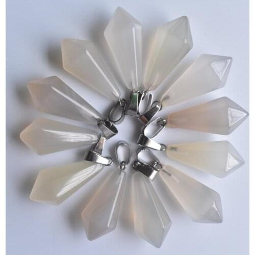 Wholesale 12pcs/lot 2020 Fashion good quality natural white onyx Hexagonal pyramid Charms pendants for jewelry making Free