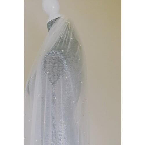 Pearl Veil Cathedral Veil Wedding Veil Bridal Veil with Pearls Classic Veil Chapel Veil Single Tier Veil White Veil