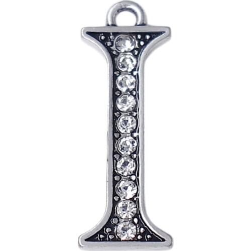 First person word I metal rhinestone crystal charm valentines day I love you jewelry accessories I letter pendant A-Z Wholesale