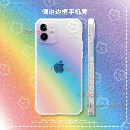 For APPLE iPhone 11 12 X XR XS Pro Max anti-fall case gradient rainbow phone back cover for iPhone 7 8 Plus coque coque fundas
