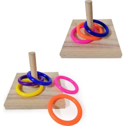 Bird Educational Toys Wooden Platform Stacking Rings Parrot Develop Intelligence Training Pet Supplies for Lovebird