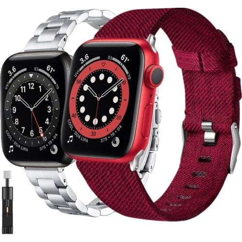 Correa for apple watch 6 band series 5 4 3 se 40mm 38mm 44mm 42mm women nylon strap for iwatch se slim stainless steel bracelet