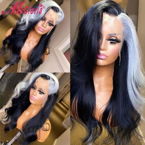 Grey Highlight Wig 13x4 Lace Front Human Hair Wigs Brown Body Wave Wig 13x6 Lace Frontal Wig Remy Brazilian Hair Wigs For Women