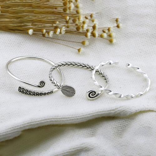 925 Sterling Silver Three Designs Twist Rope Opening Cuff Bangle Thai Silver Bangle Party Jewelry Wholesale S-B88