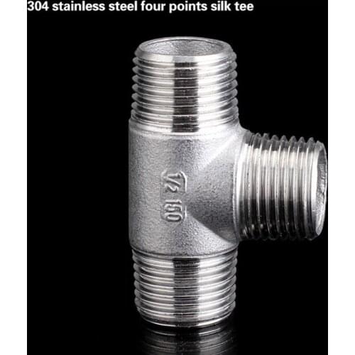 SS304 Stainless Steel male Threaded 3 Way Tee T Pipe Fitting 1/4" 3/8" 1/2" 3/4" 1" BSP Threaded