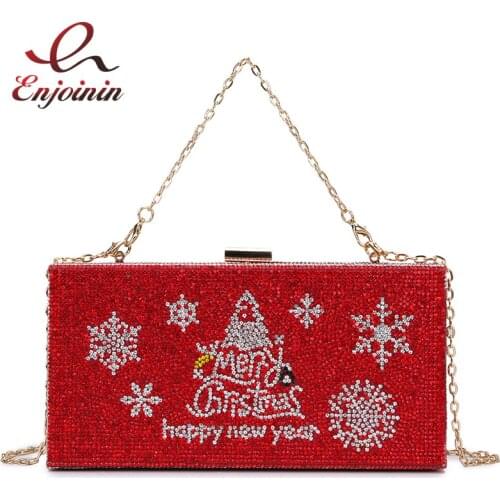 Luxury Diamond Christmas Design Party Clutch Bag Evening Bag for Women Shoulder Bag Crossbody Chain Bag Female Designer Bag