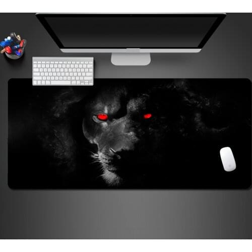Super Cool Red Eye Black Lion Mouse Pad High Quality Rubber Lock Large Mouse Pad Gamers Game Accessories Computer Table Mat