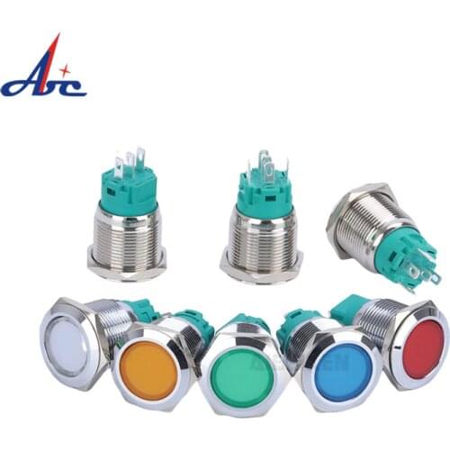 Full-illuminated LED 22mm IndicatorLight 12V DC LED Single Lamp Waterproof IP65 White Red Blue Green Yellow Pilot Light