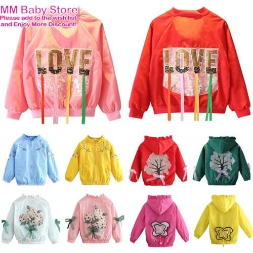 Girls Spring Autumn Kids Clothing Flower Embroidery Jacket Girls Baby Outing Clothes Jacket Children Zipper Cardigan Coats