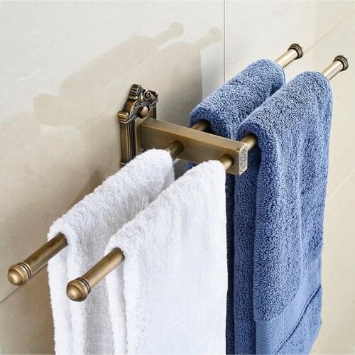 Vidric Towel Bars 4 Rails Antique Brass Wall Shelf Towel Holder Bath Shelves Towel Hangers Bathroom Accessories Towel Ra