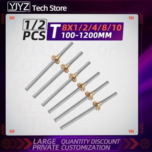 T8 screw 3D printer screw trapezoidal screw engraving machine excavator screw with nut