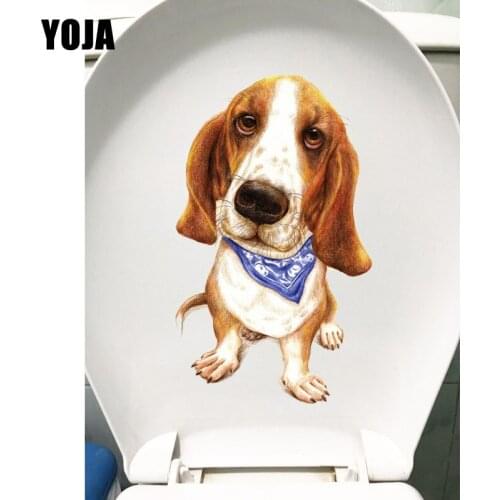 YOJA 12.9*21.6CM Big Ears Dog Fashion Toiltte Decor Toilet Seat Stickers Home Room Wall Decal T1-0313