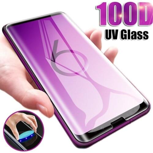 2PCS For Samsung Galaxy S20 Ultra S10 S20 S8 S9 Note 8 9 10 Plus 5G S7 Edge Tempered Glass UV Liquid Glue Full Screen Protector