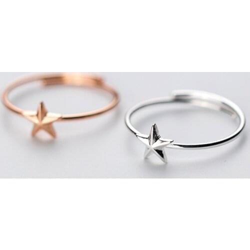 INZATT Real 925 Sterling Silver Pearl Zircon Star Heart Cross Adjustable Ring For Charming Women Fine Jewelry Accessories