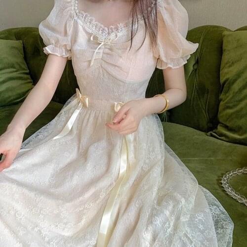 2021 Summer Evening Party Dress Korean Fahion Short Sleeve Elegant Midi Dresses Women Bow Design Casual Pure Color Dress Y2k