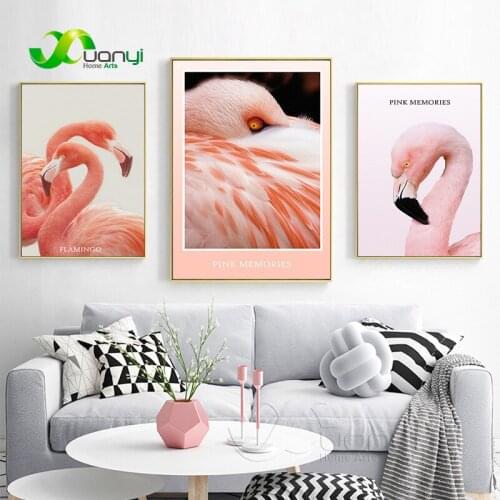1Pcs Modern Nordic Flamingo Canvas Painting Nordic Animal Wall Art Picture Home Decor For Living Room Oil Painting Art Unframed