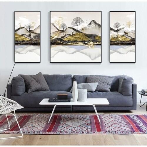 3pcs/set Nature Scenery Abstract Canvas Painting Wall Art Mountain Lake Cloud Landscape Poster Print Picture Backdrop Home Decor