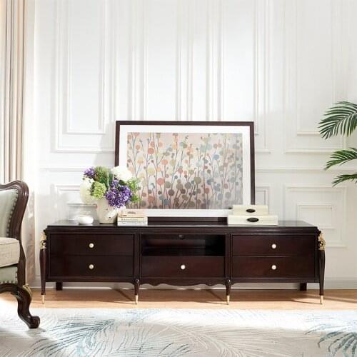 American solid wood TV cabinet tea table combination living room light luxury TV cabinet floor cabinet modern simple Nordic TV c