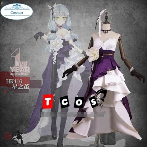 Anime! Girls Frontline HK416 1 Year Anniversary Dress Elegant Uniform Cosplay Costume Halloween Carnival Party Outfit For Women