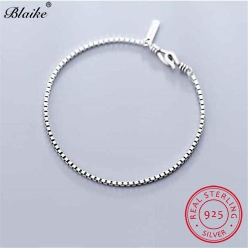 Antique s925 Sterling Silver Geometric Square Lattice Bracelets For Women Men Chains Bangles Simple Wedding Bracelet Jewelry