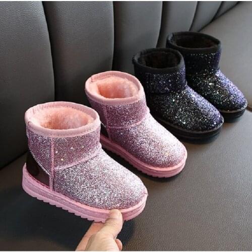 Boots Girls 2020 Winter Kids Baby Shoes Childrens Boys Vintage Warm Bling Waterproof Plush Snow Boots Girl Bootie Child Shoes