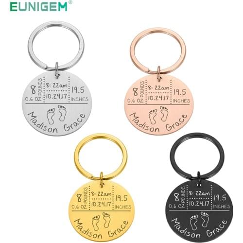 Baby Birth State Custom Keychain Gift for First Fathers Day New Mommy Gift Newborn Baby Key Pendant Women Men Jewerly Keyring