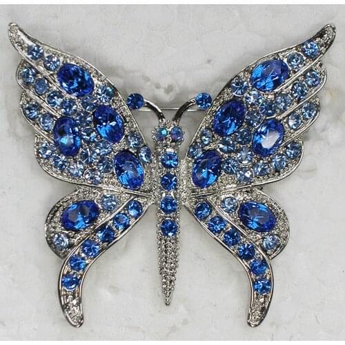 Blue Rhinestone brooch Butterfly Pin brooches Fashion jewelry gift C729 B